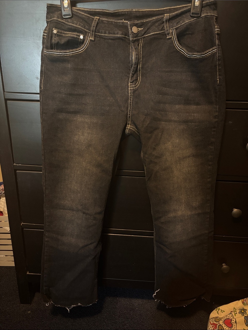 Black Washed Straight-Leg Jeans